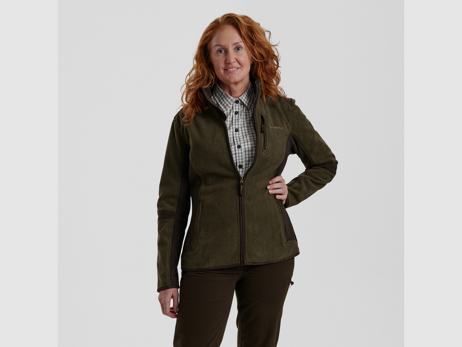 Lady Pam Bonded Fleecejacke - Graphite Green Melange – Kleidergröße Damen: 46
