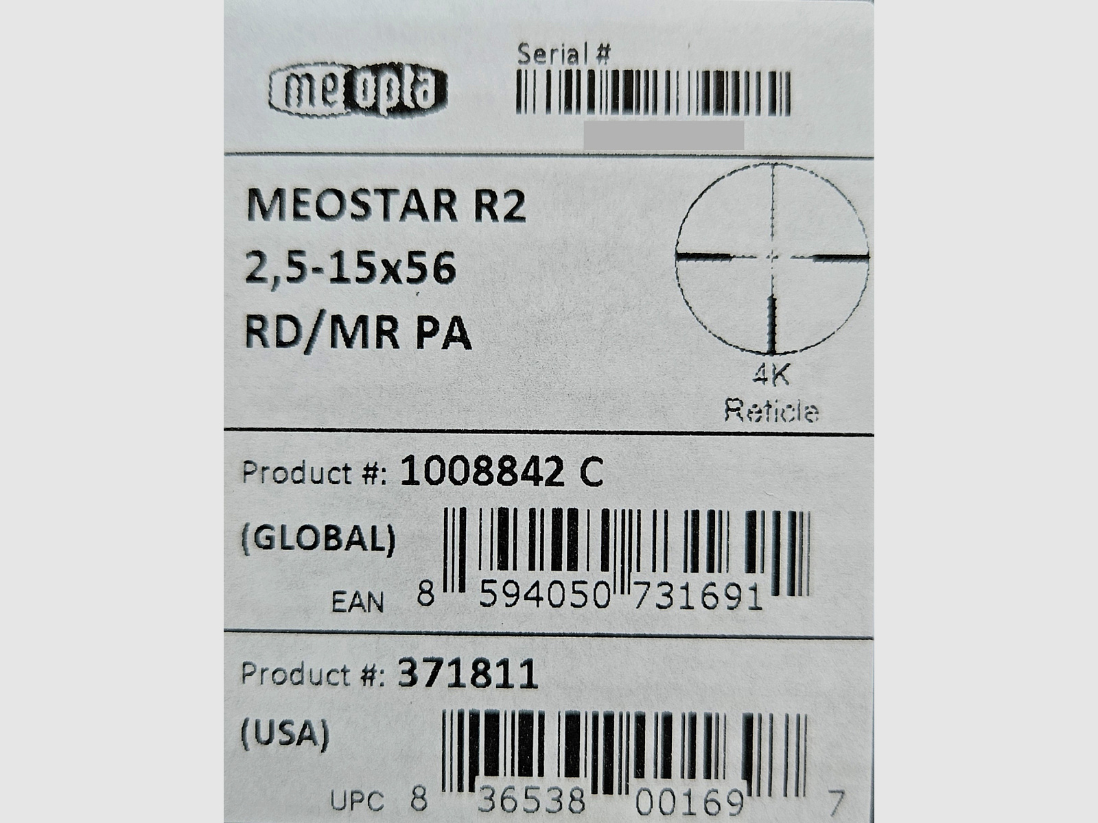 Meopta MeoStar R2 2.5-15x56 RD/MR PA reticle 4K with illuminated cross - New goods from specialist trade -