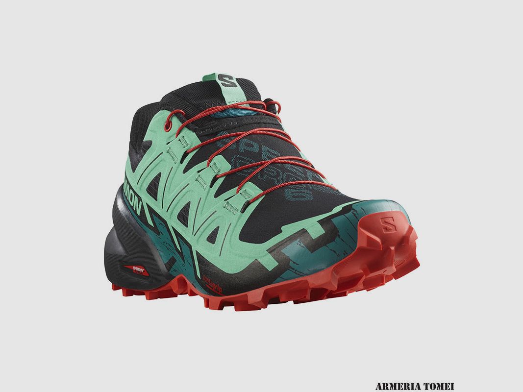 SALOMON – FEMMES – SPEEDCROSS 6 W Noir / Biscay Vert / Rouge Feu, image 2 sur 7