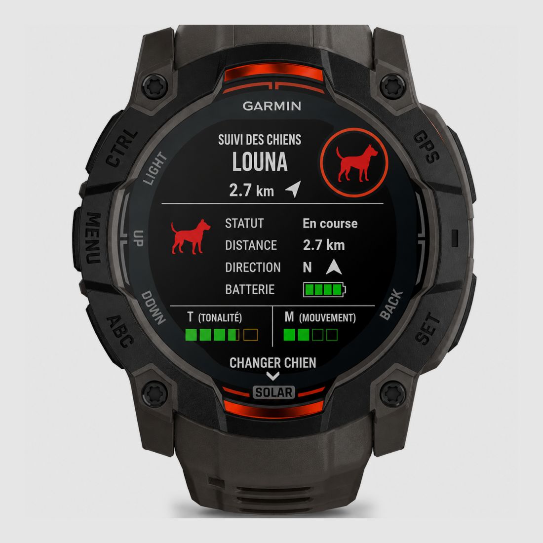ZEGAREK Garmin Instinct® 3 SOLAR – Edycja Łowiecka JMARTEMIS CZARNY I POMARAŃCZOWY (45 mm), zdjęcie 5 z 5