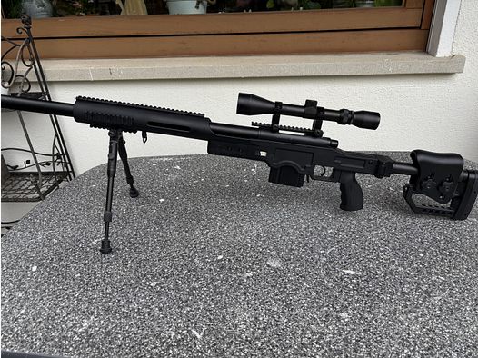 Well MB4410D MSR Snipergewehr inkl. Zweibein / Zielfernrohr Springer 6mm BB schwarz