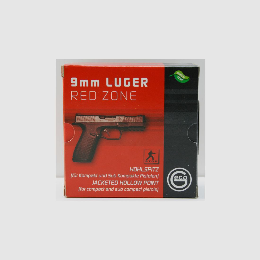 20 Schuss GECO 9mm Luger 9x19 JHP Fangschussmunition Hohlspitz RED ZONE 8,0g 124gr #2402932 STOPPWIR