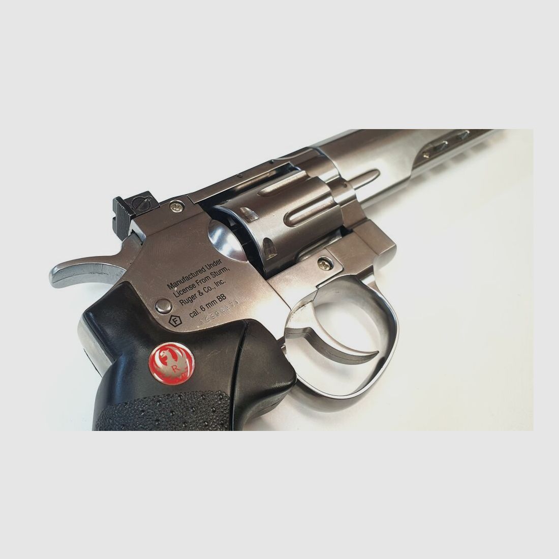 RUGER Airsoft CO₂ Ruger SuperHawk Chrome Finish, 6mm, Airsoft Revolver; F im Fünfeck - Defekt