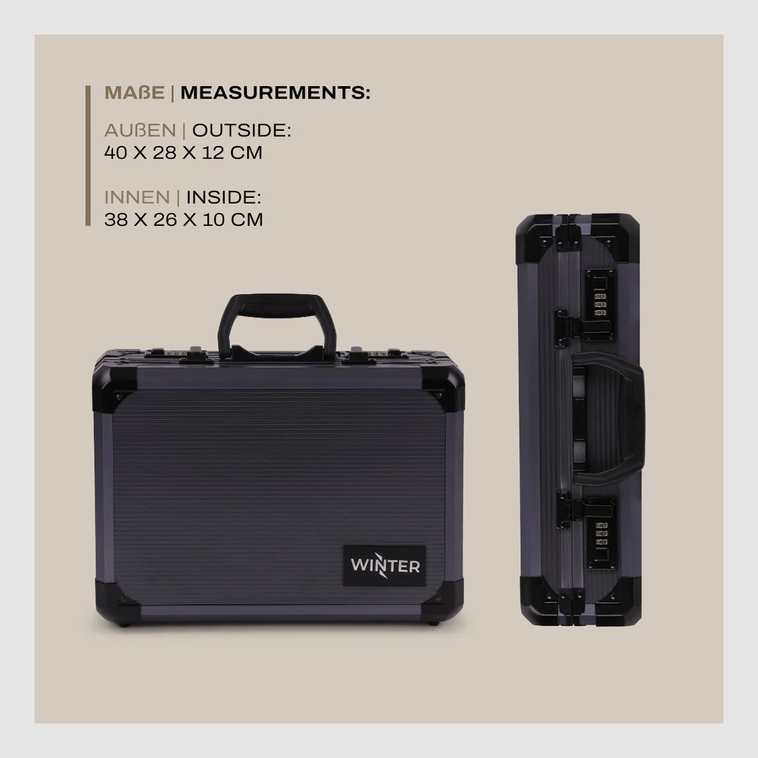 Winter W14 Alu Pistol Case 38 cm – Maletín de aluminio para armas cortas