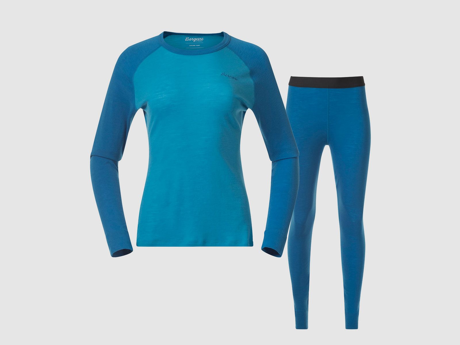 Bergans Allround Merino Baselayer Set Women Aqua Lagoon/Dark Aqua Lagoon S