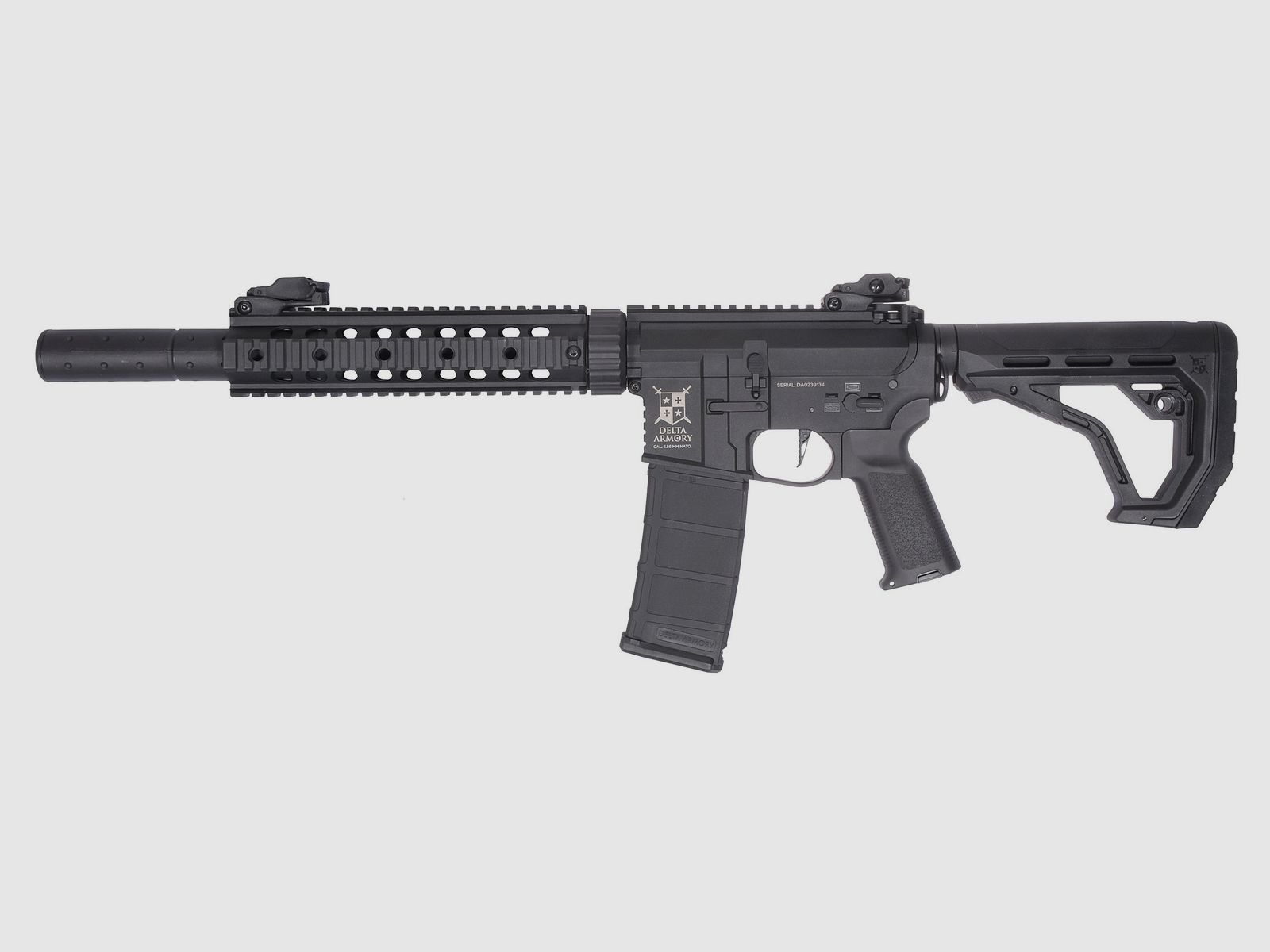 AR15 SilentOps 9 Zoll CHARLIE EAGLE ETU Schwarz AEG Softair Gewehr max. 0,5J | Delta Armory