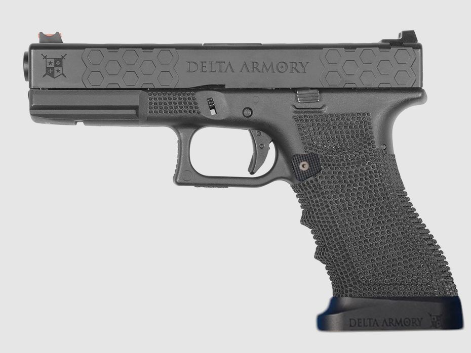 P03 GBB Airsoft Pistole mit Grip Stippling in Schwarz | Delta Armory