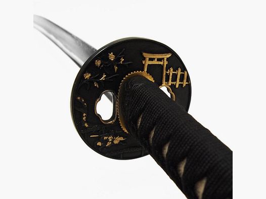 DerShogun Schwarzes Katana Samuraischwert - Damaszener Stahl