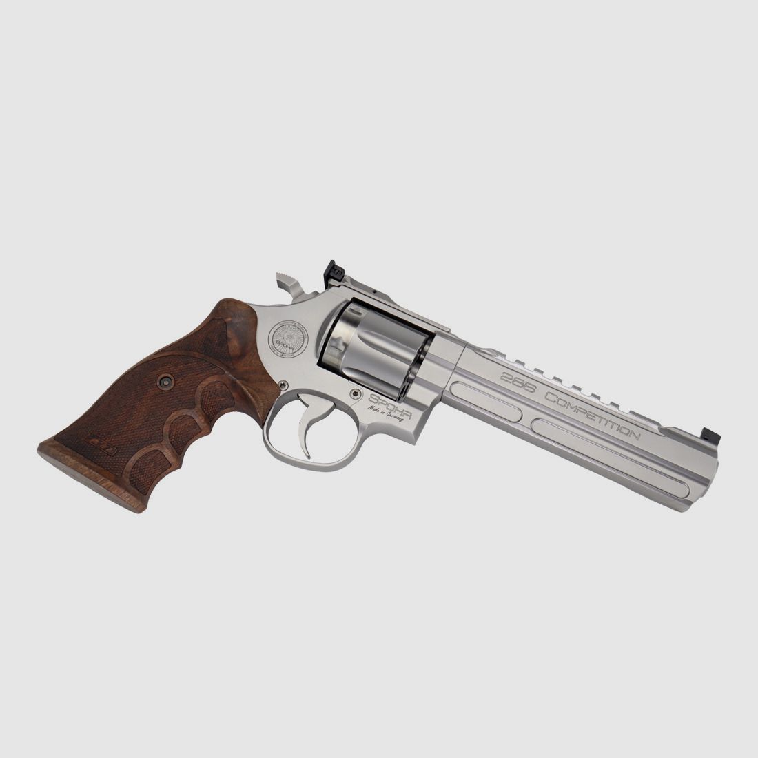 Spohr 286 Competition Stainless 6" Revolver z wymiennym bębnem wyprodukowany w Niemczech 6 calowy rewolwer sportowy