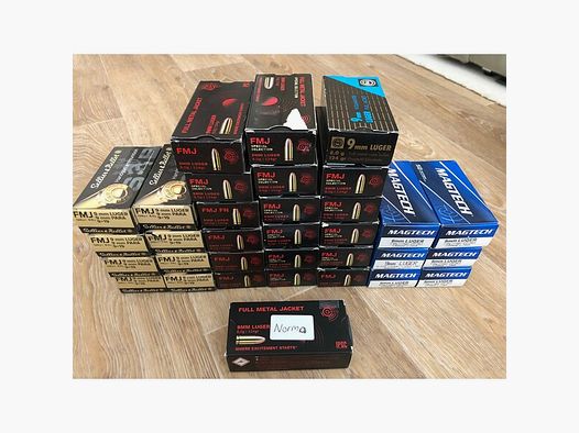 Hülsen 9mm Luger Geco , MagTech , Norma , S&B - 1650 Stück mit Original-Schachteln
