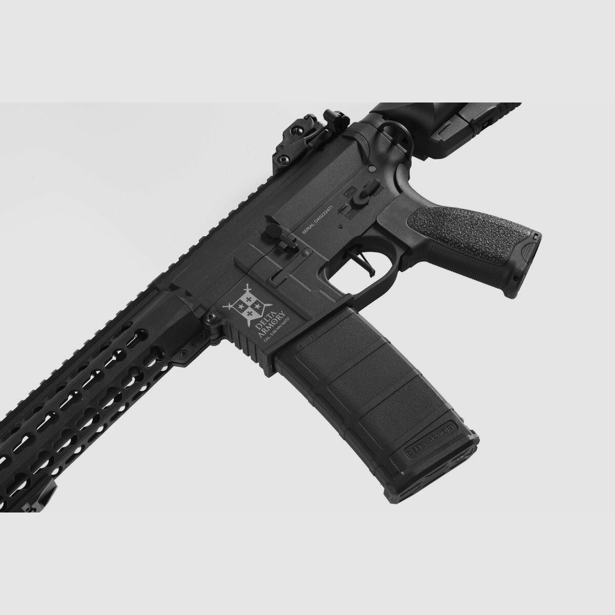 AR15 KeyMod 10 pulgadas CHARLIE Negro S-AEG Rifle Airsoft Libre a partir de 18 años | Delta Armory