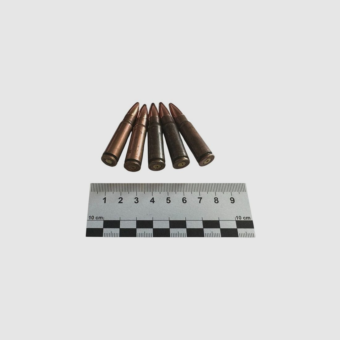 5 pieces of decommissioned 7.62x39mm AK47 in copper-plated steel case