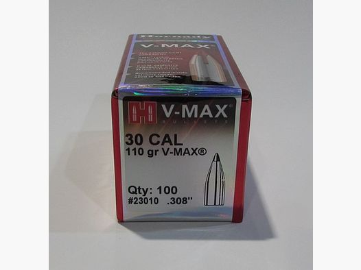 Box 100 Geschosse Hornady Kal. 30 (0.308") 110 grains V-Max Ref 23010