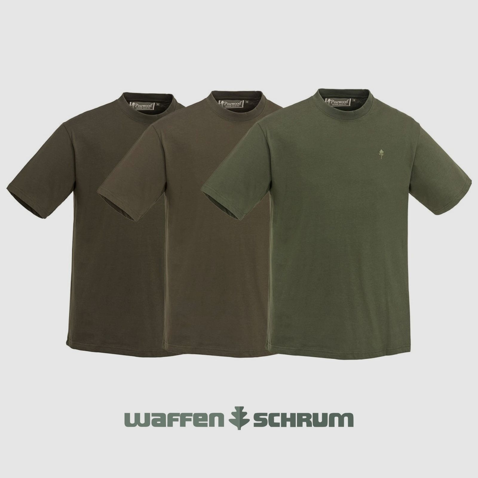 T-shirt Pinewood pack de 3 vert/ marron foncé/ kaki