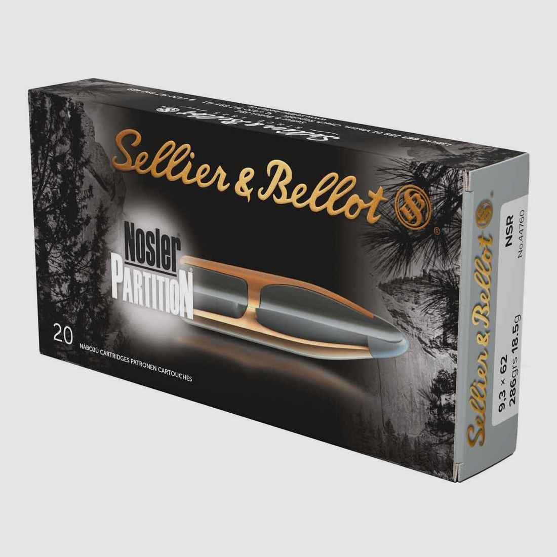 9,3x62 Nosler Partition 18,5g/286grs. Sellier & Bellot