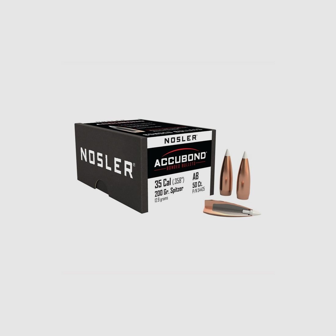 NOSLER 35 CALIBER (0.358″) 200GR SPITZER 50/BOX, imagen 2 de 2