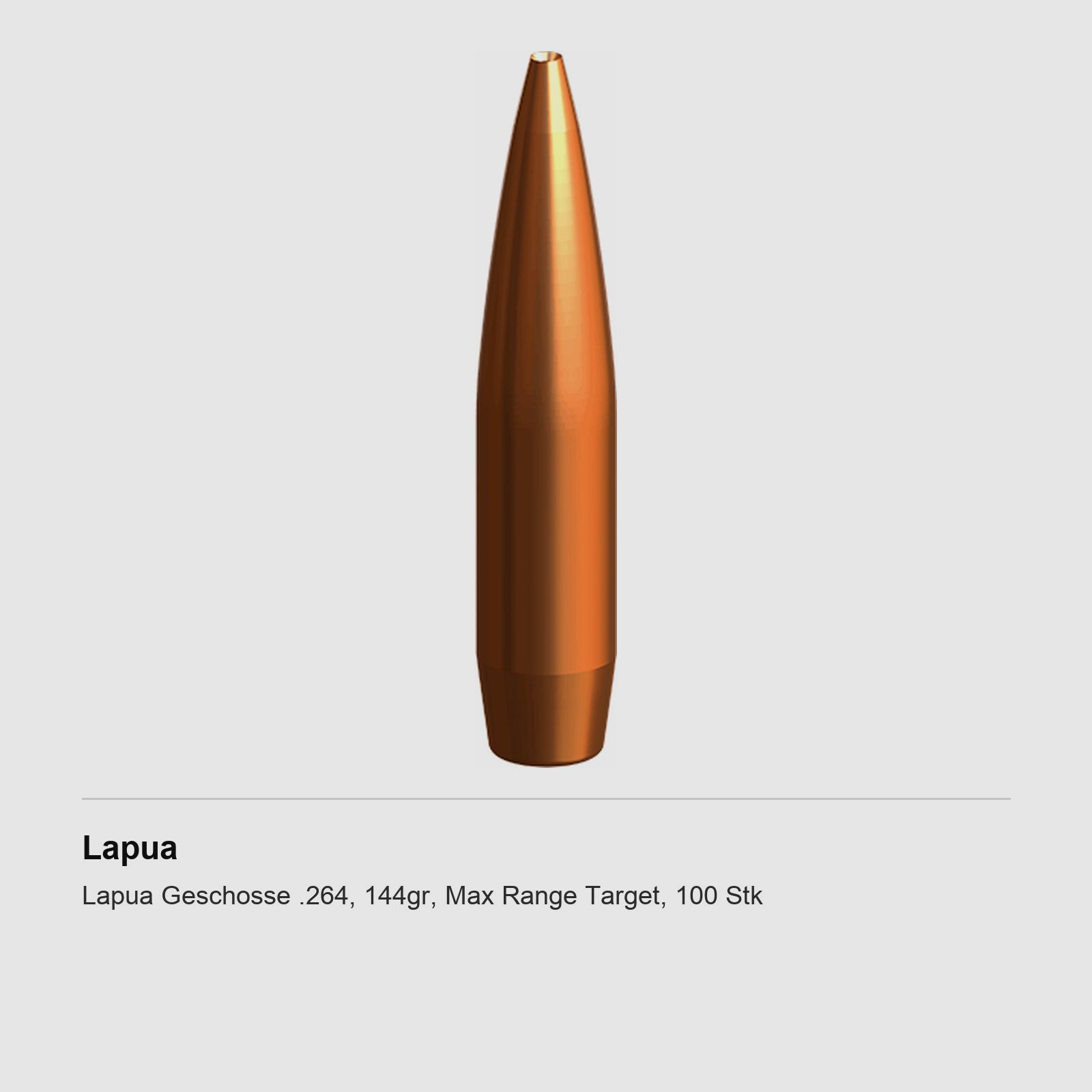 Lapua Projectiles .264, 144gr, Max Range Target, 100 pcs