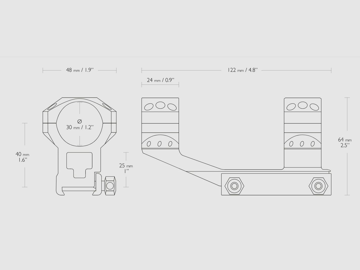 Hawke 24135 Tactical Ring Mount 30MM Weaver High 1 Piece