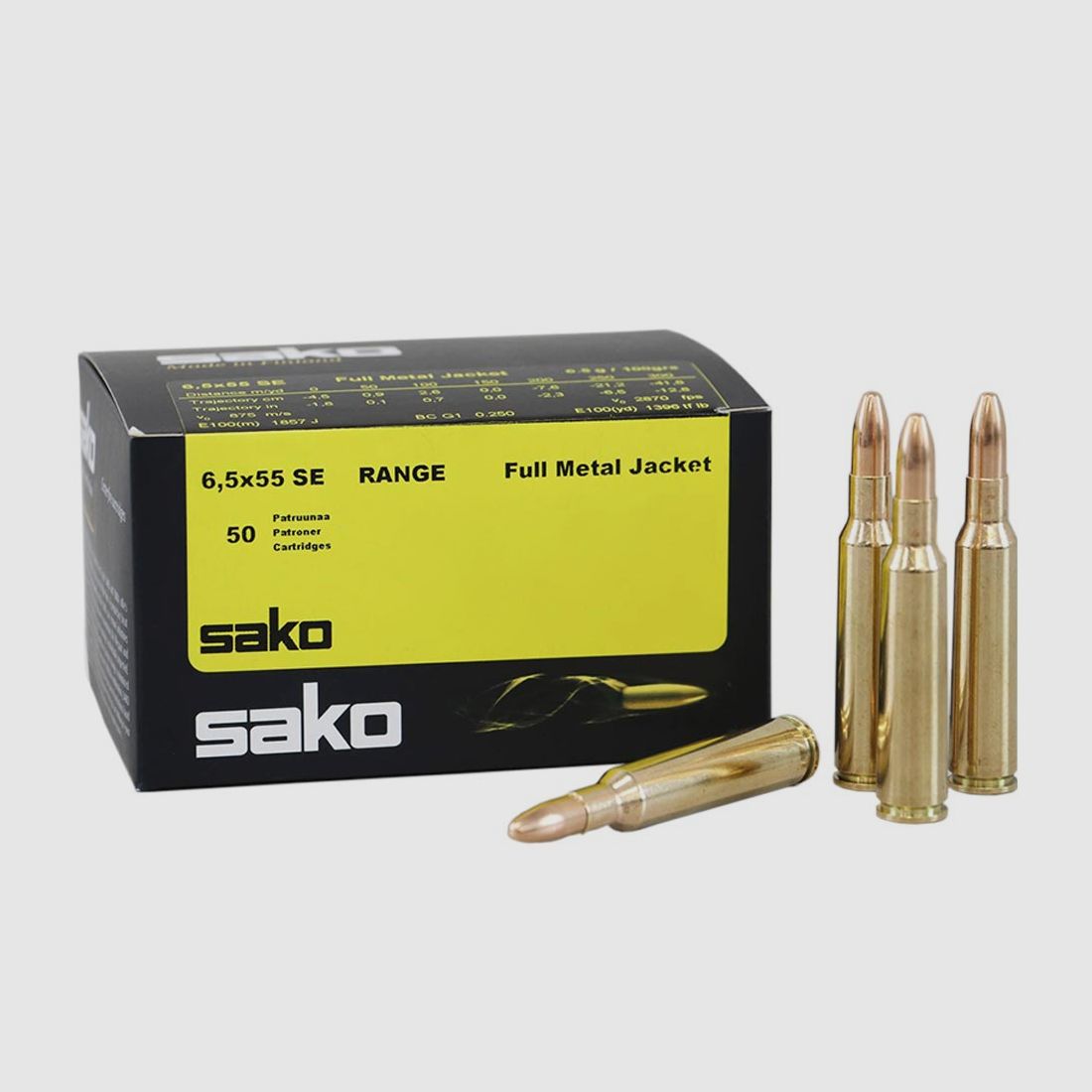6,5X55 SE SAKO RANGE FMJBT 144GR