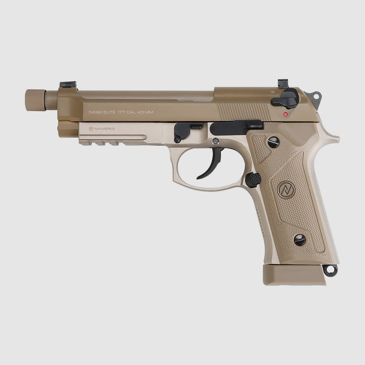 CO2 Pistole NxWerks NX 92 Elite Desert Blowback Vollmetall Kaliber 4,5 mm BB (P18)