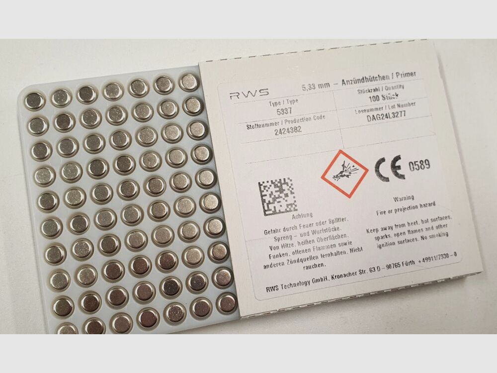 RWS Zündhütchen RWS 5,33mm Typ 5337, Large Pistol