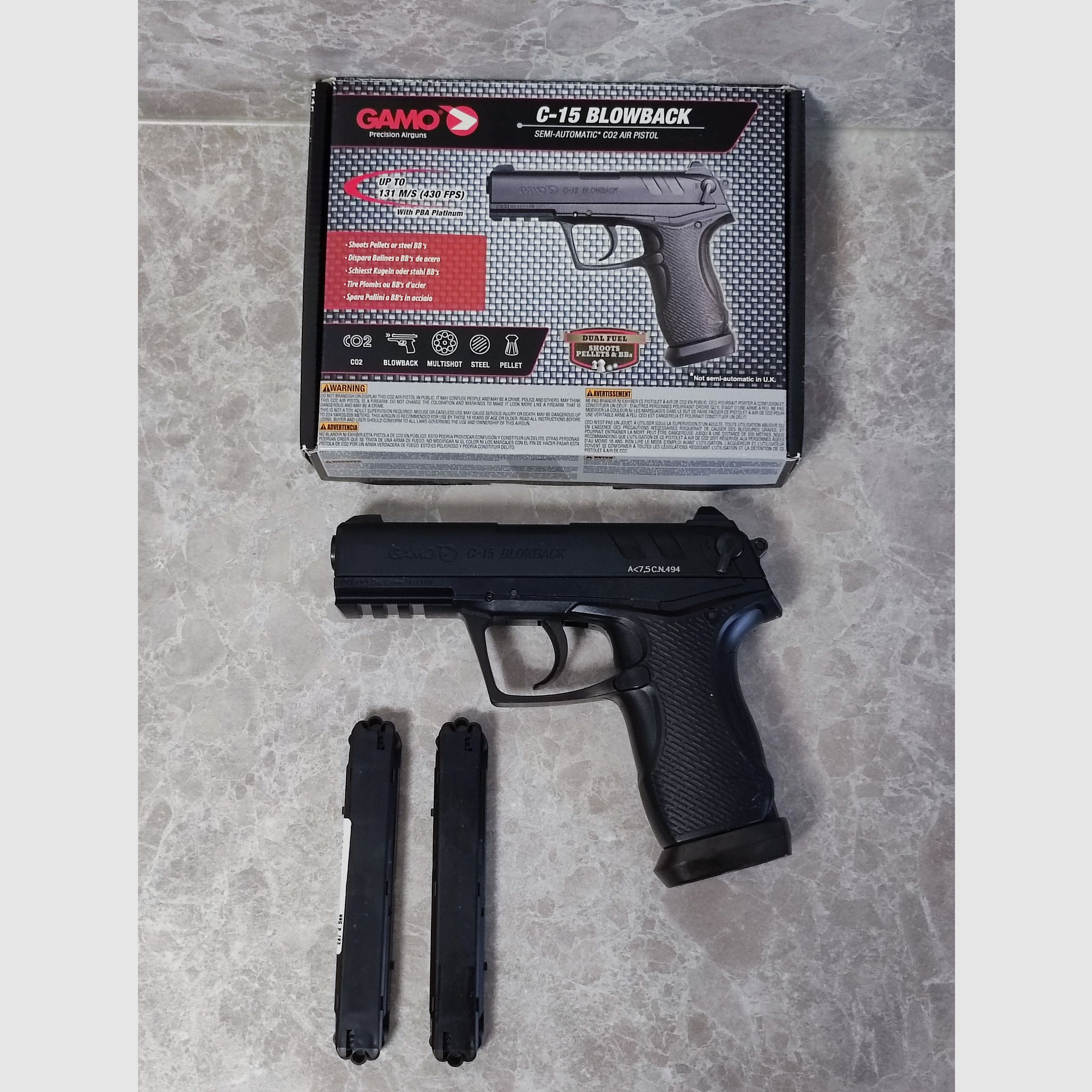 NEU Gamo C-15 Blowback CAL 4,5 schwarz CO2 Gas Pistole