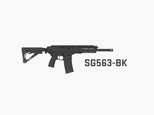 SIG SAUER SG563-BK, 12" loop, 8" twist, kaliber .300 Blackout inclusief STANAG-adapter, magazijn (30), koffer lengte < 60cm