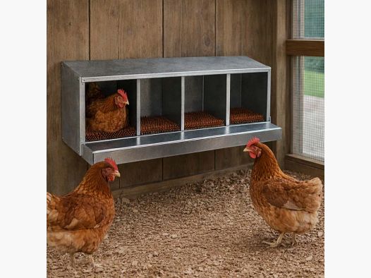 Nest box in galvanized sheet metal 4 compartments