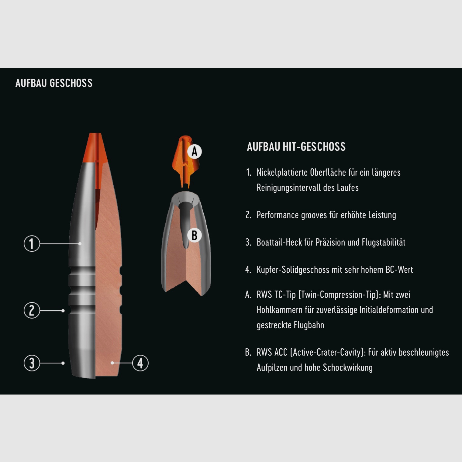 RWS 2408472 cartridges .30-06 HIT Short Rifle 10.7g 165grs. Lead-free