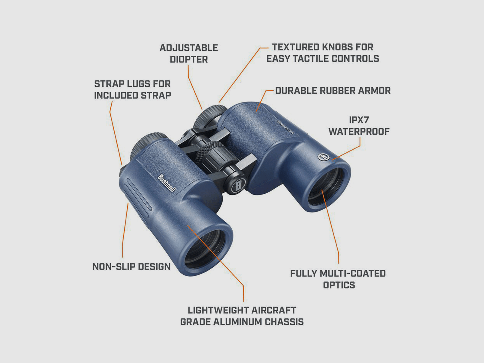 BINOCOLO – BUSHNELL – H2O™ WATERPROOF 10x42mm Porro Prism Binoculars, immagine 4 di 13