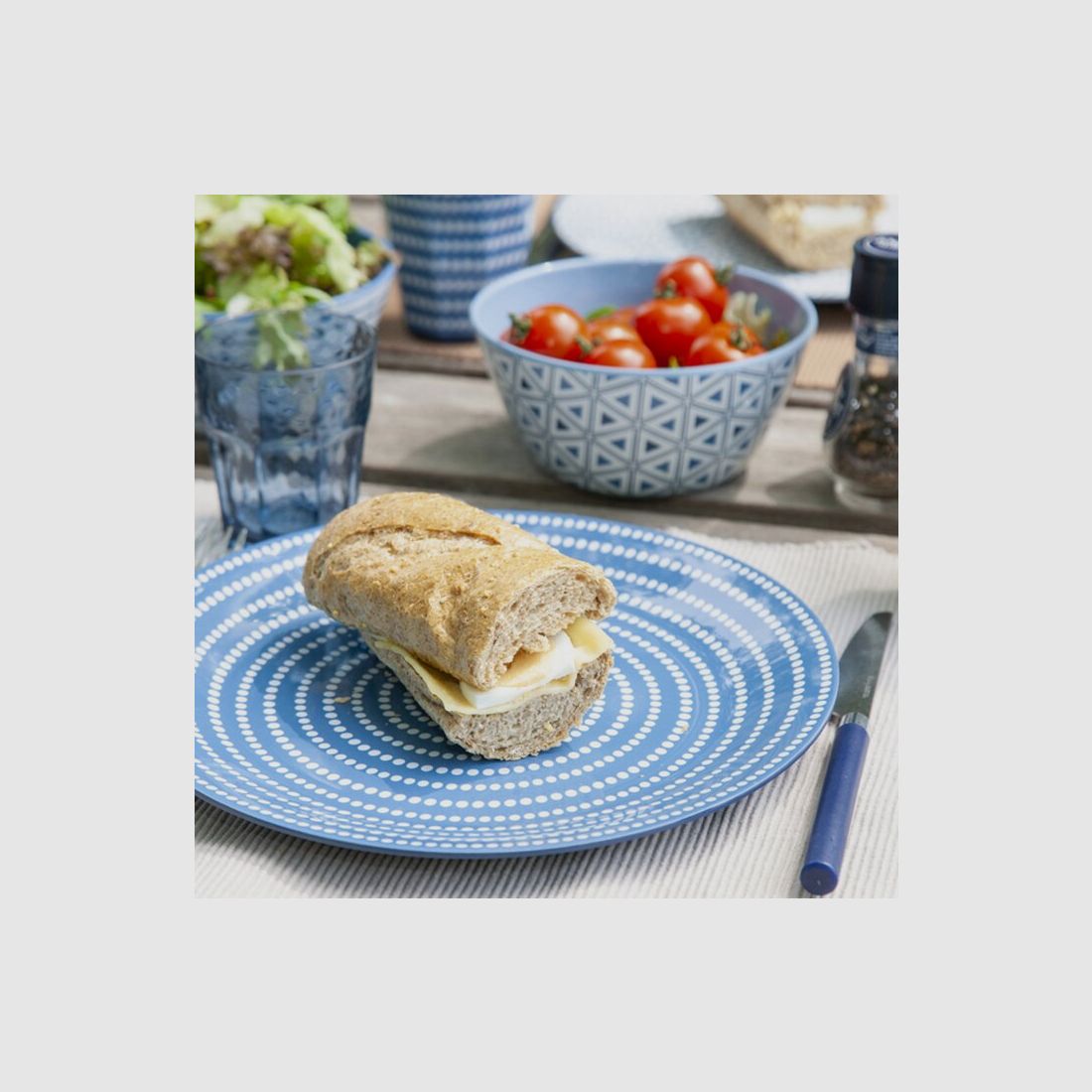 Dinnerware Set Mix & Match, 16-piece, blue/white, image 1 of 24