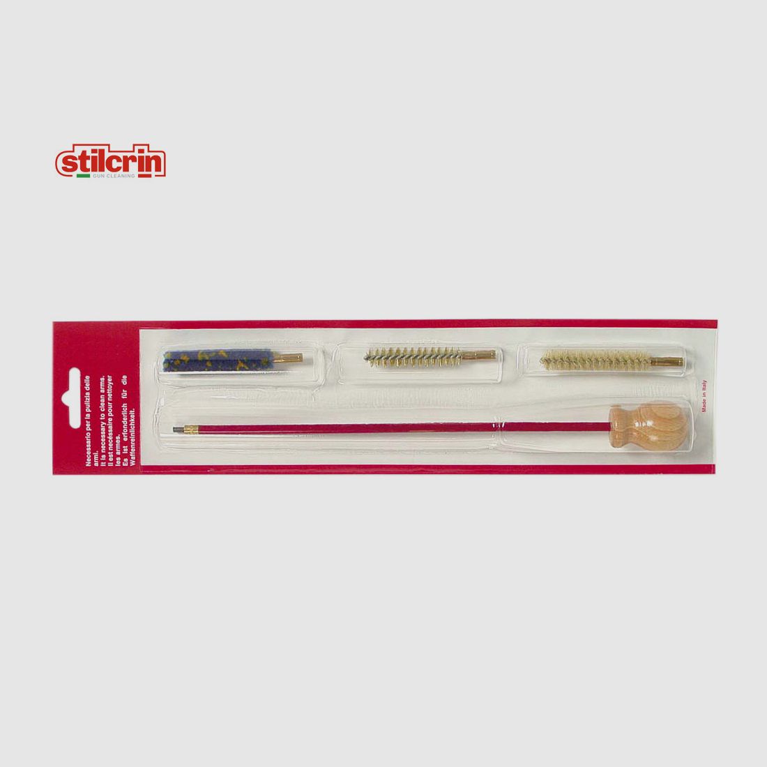 Stilcrin Reinigungsset fĂĽr Kurzwaffen, Putzstock, 3 BĂĽrsten, Kaliber .177 - 4,5 mm