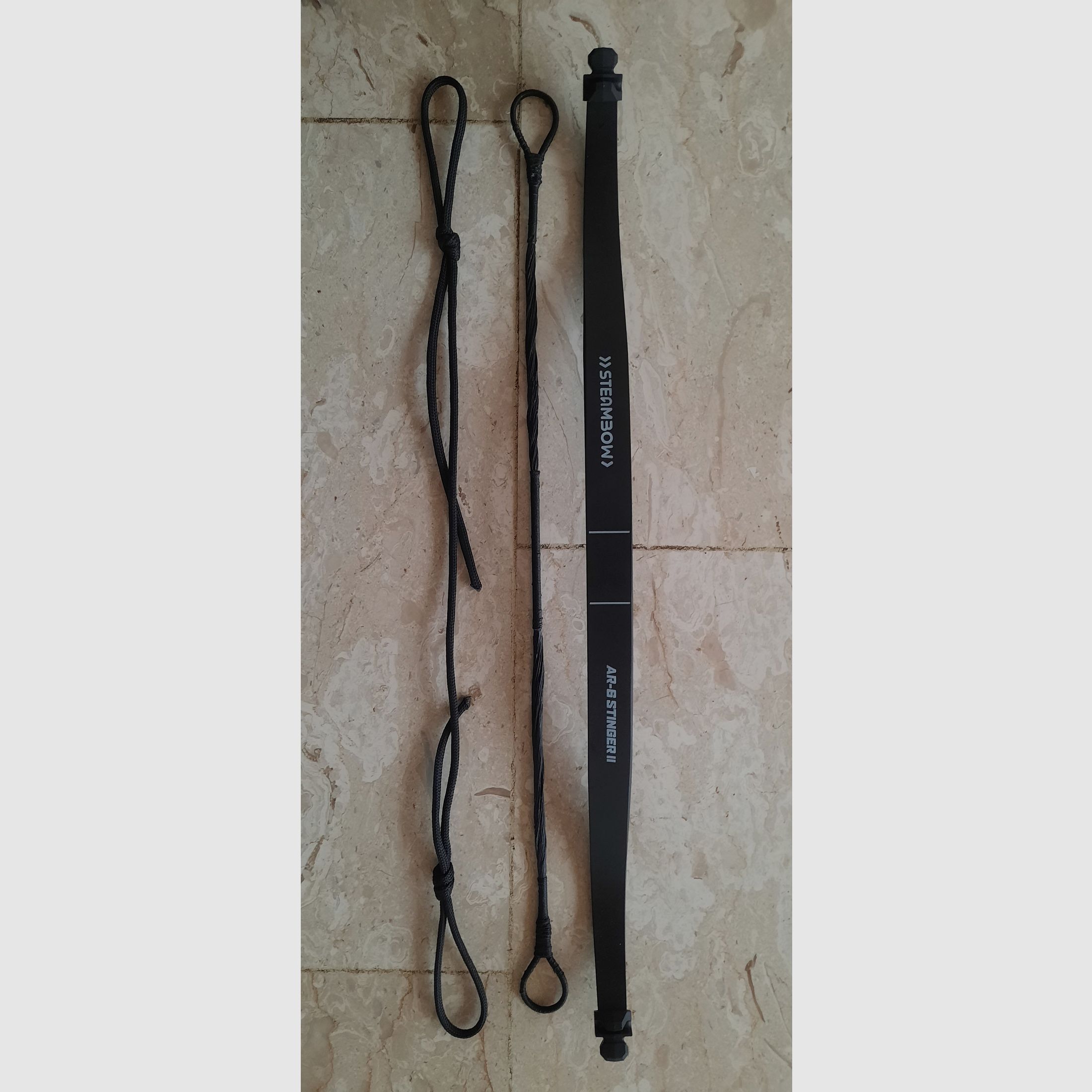 Steambow komplettarm 55 lbs, komplett mit Endkappen, Sehne, Stringer