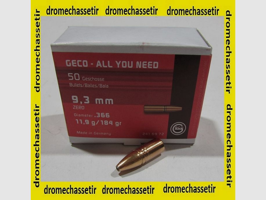 1 Box mit 50 Geschossen Geco, Kaliber 9,3 Zero 184 grains