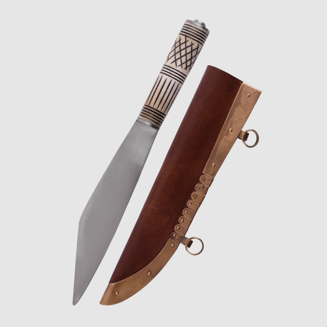 Coltello vichingo Skramasax con manico in osso