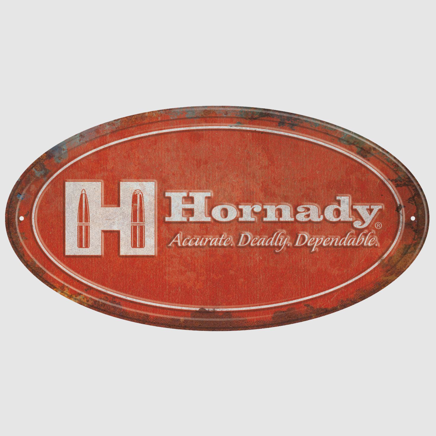 Cartel Ovalado Rústico Hornady de Aluminio Vintage