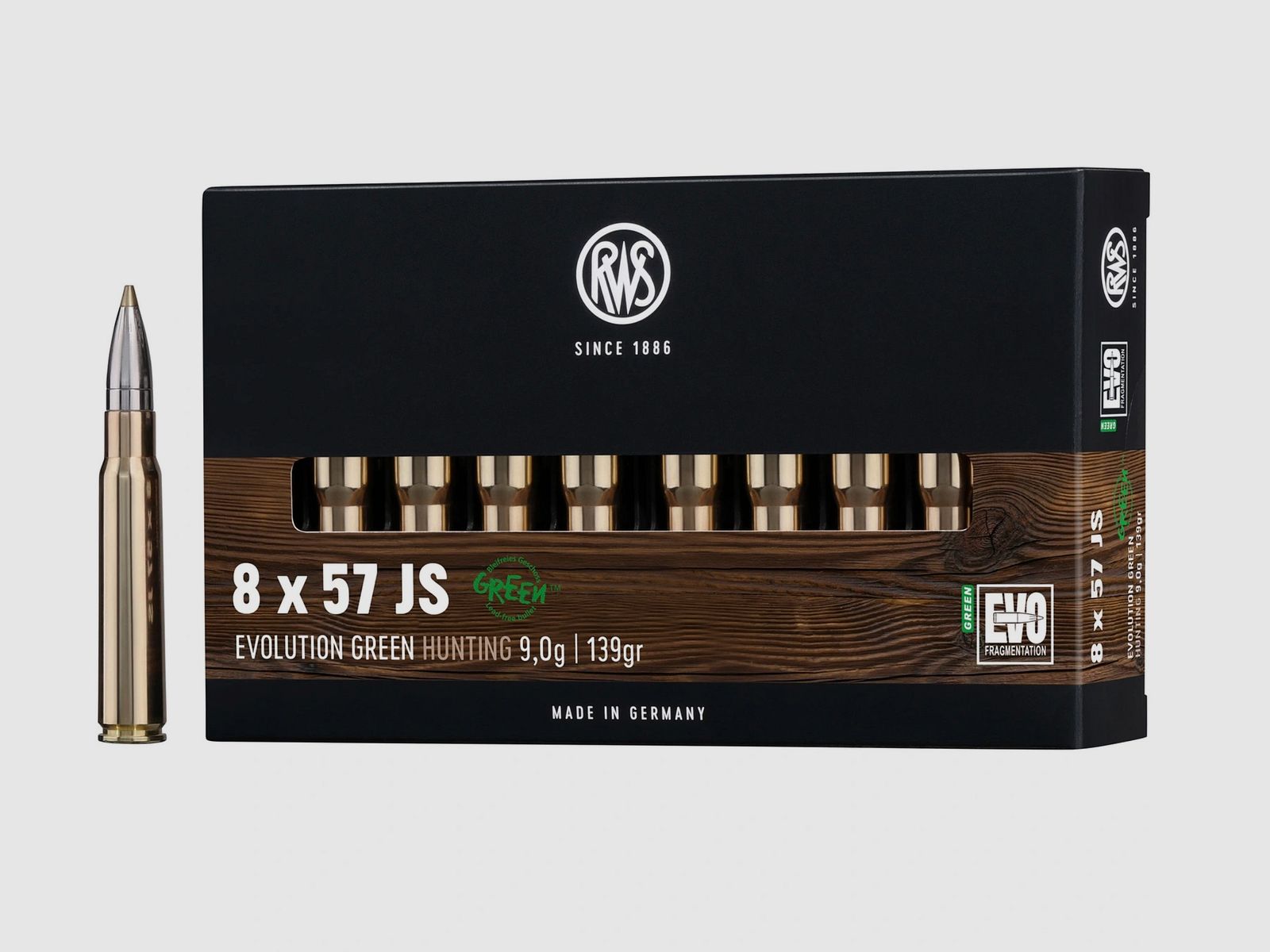 RWS 2318327 8x57 IS Evo Green 9.0g 139grs. Rifle ammunition Lead-free