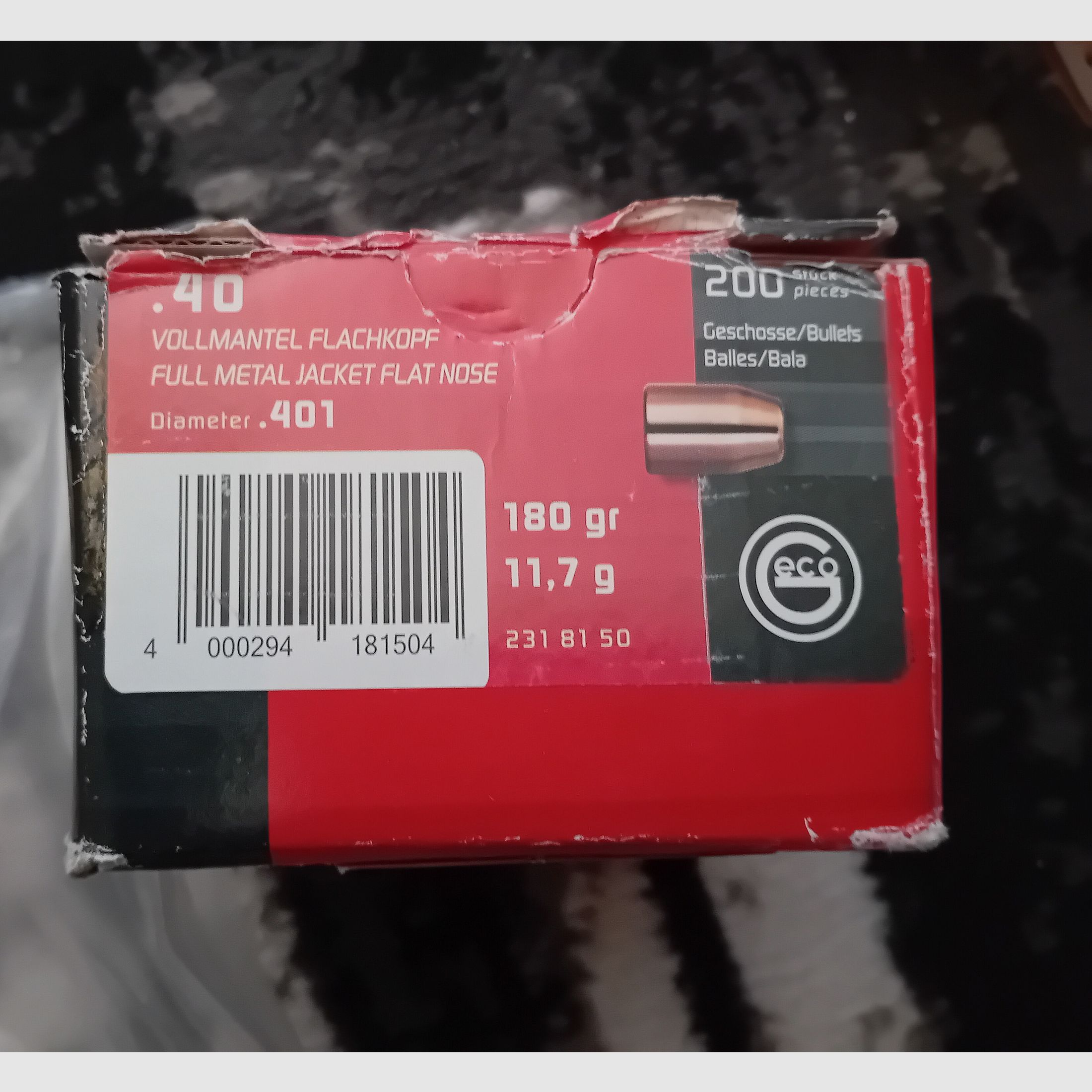 200 Geco Geschosse .40 Vollmantel 180gr/ 11,7g 
