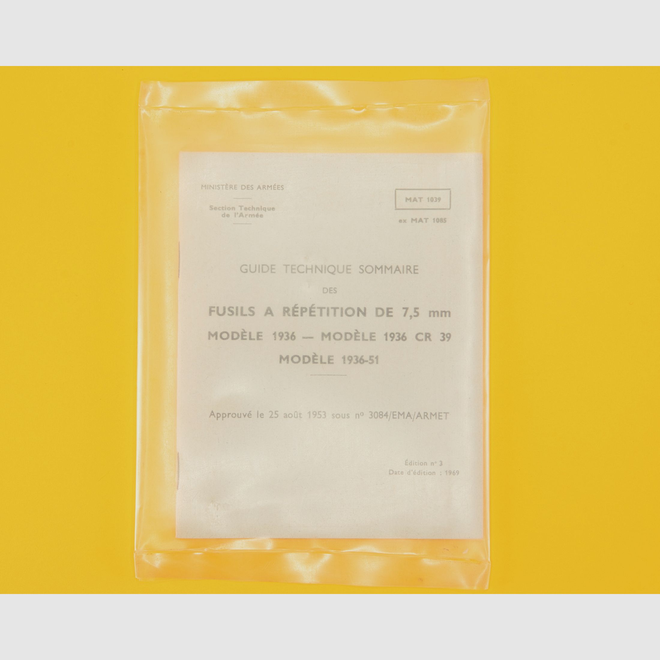 Instrucción original sellada para el rifle MAS36 / 1936 CR 39 y modelo 1936-51