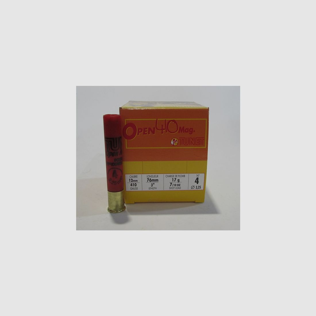 Caja de 25 cartuchos Tunet Open cal. 410 plomo 4