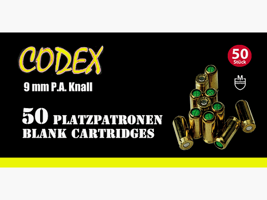 Codex Knallpatronen - Platzpatronen 9mm PAK 50 Stück