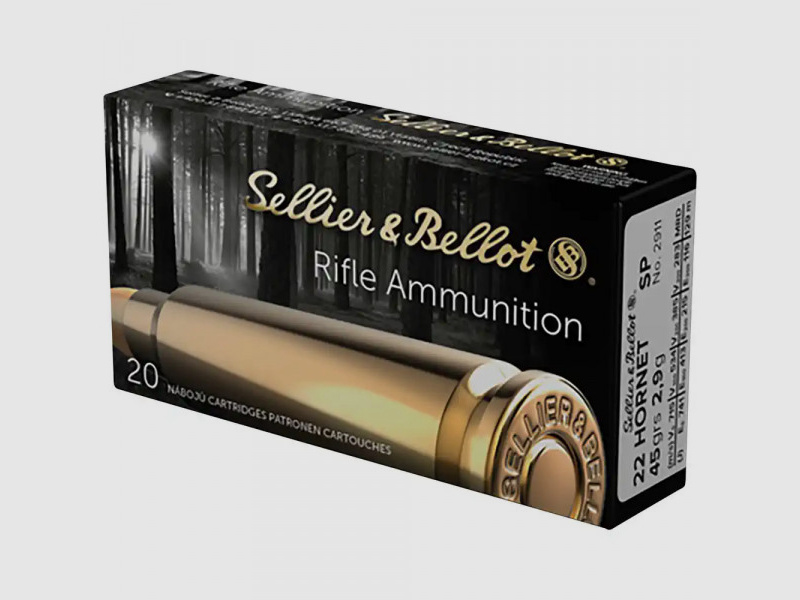 SELLIER & BELLOT .22 HORNET - 2.9 G / 45 GRS. - SP/TM - 20 ROUNDS