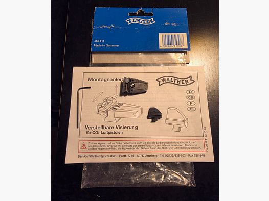 Verstellbare Visierung Visier Kimme Korn Umarex Walther CP88 Co2 Pistole  416.111