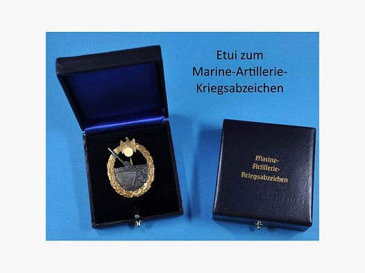Etui zum Marine-Artillerie-Kriegsabzeichen mit waagerechter Nadel Repro !!!