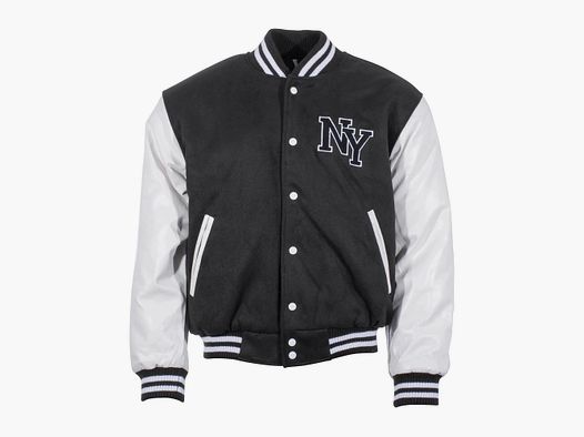 Mil-Tec Mil-Tec Jacke NY Baseballjacke Patch - Schwarz/Weiß / S Herren