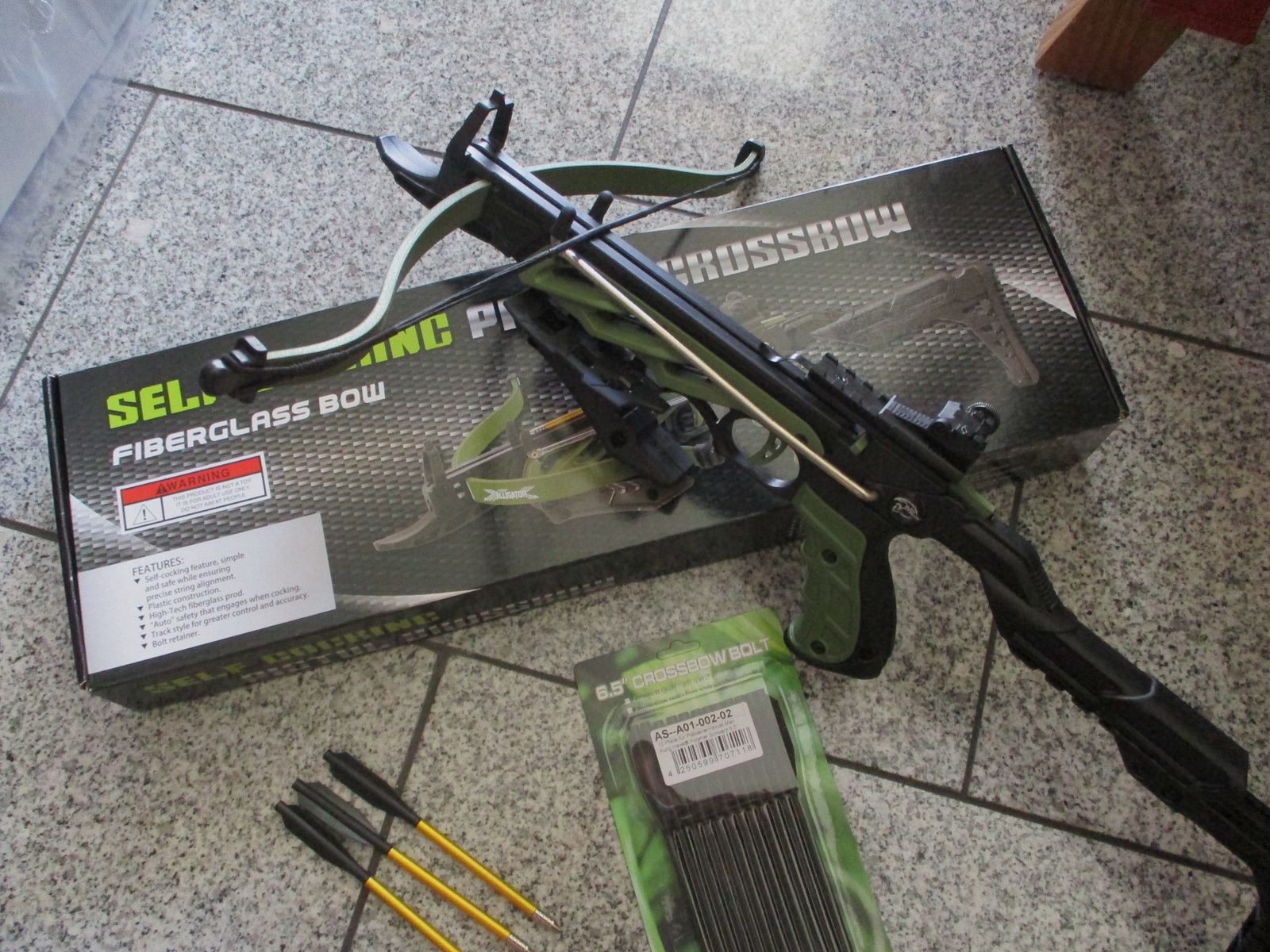 Pistolenarmbrust Man Kung Alligator 2 Oliv 80 lbs  + 12 schwarze Pfeile NEU