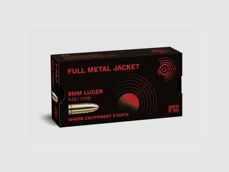 GECO 9 mm Luger Full Metal Jacket 8,0g/124gr Staffelpreis ab 10.000 für 235€ pro Tausend.