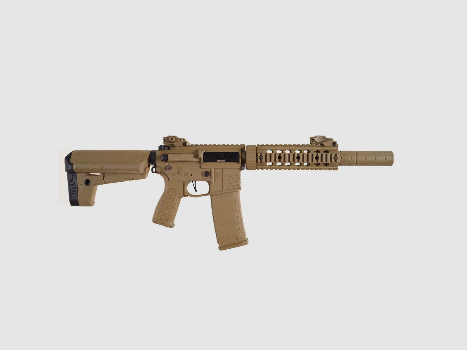 AR15 SilentOps 7 pulgadas CHARLIE Tan S-AEG Rifle Airsoft Libre a partir de 18 Años | Delta Armory