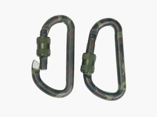 Mil-Tec Mil-Tec Carabiner Screw Lock 2-Piece Set - Woodland / 6 cm