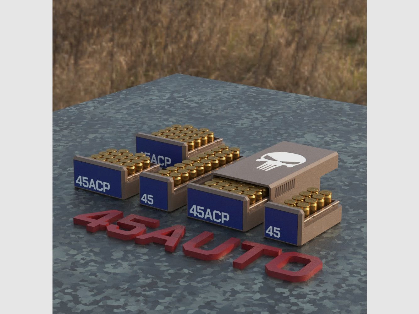 Filamelt scatola per munizioni / Scatola per munizioni .45 ACP (Automatic Colt Pistol) – scatola per cartucce per 50 colpi, Made in Germany